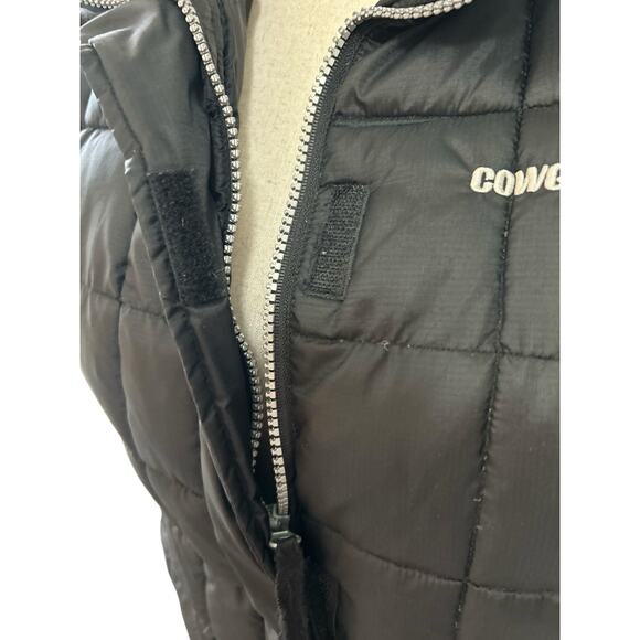 Cowgirl Hardware Quilted Down Puffer Vest Black Zip Logo Size XL Western Moto - Picture 7 of 8